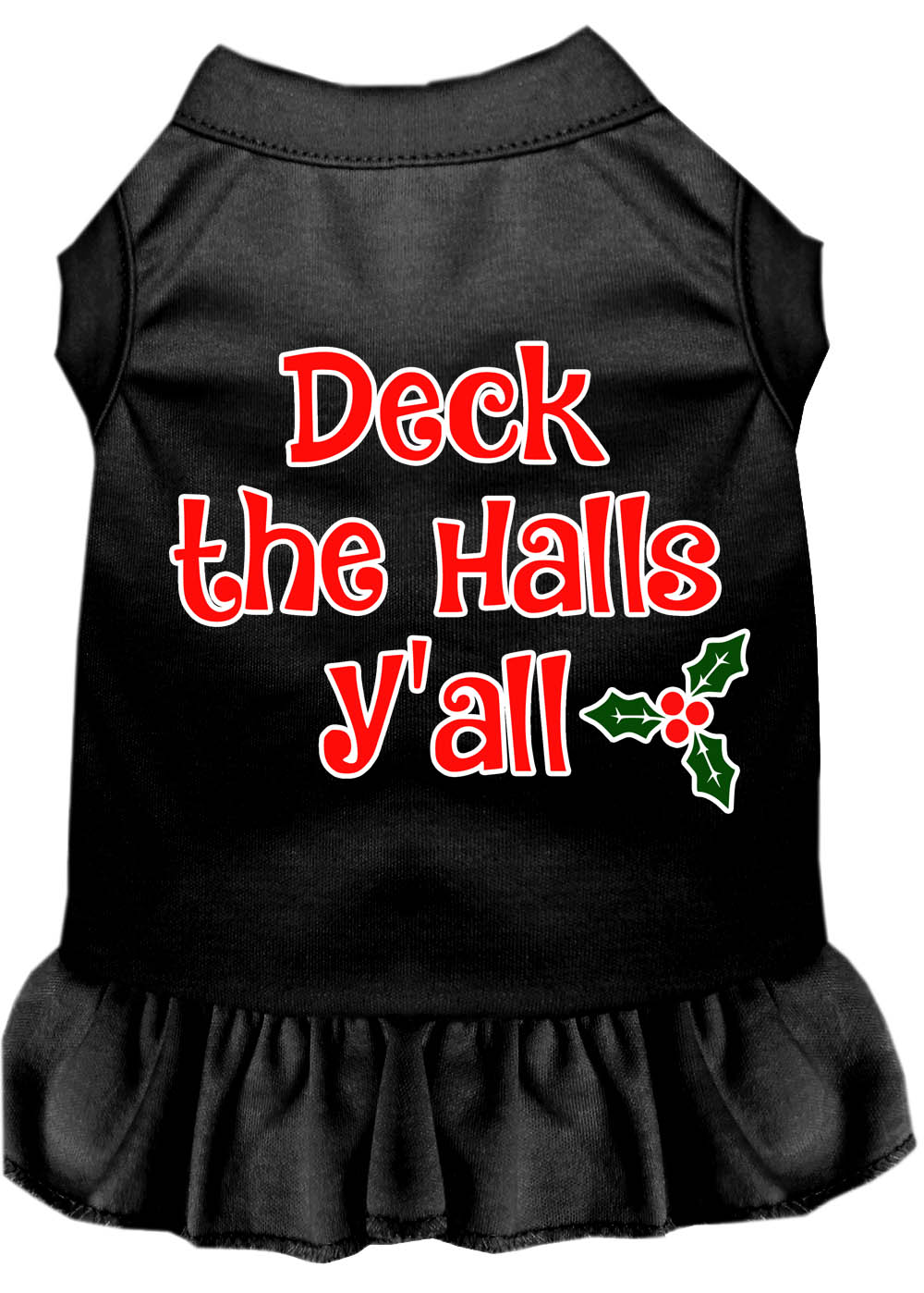 Deck the Halls Y'all Screen Print Dog Dress Black XXL
